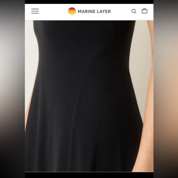 Marine Layer Lexi Rib Sun-In Fit & Flare Dress in Black 
size Medium - Picture 4 of 12
